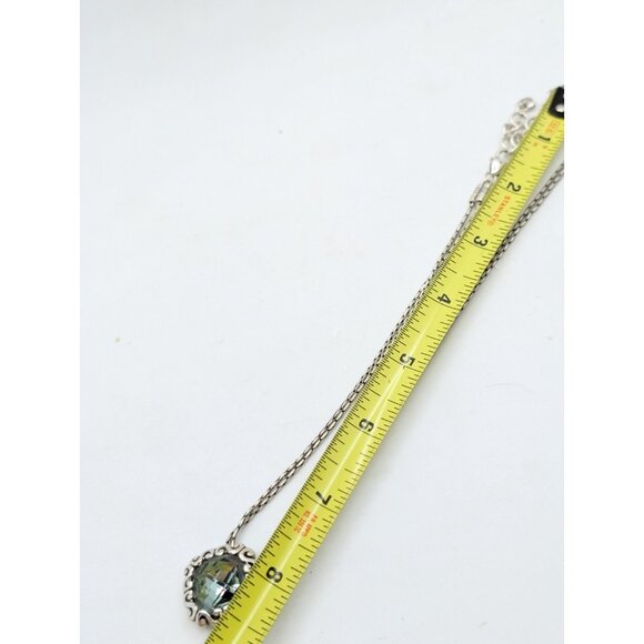 Brighton Necklace Danube Blue Faceted Pendant Crystal Silver Double Chain READ - Picture 6 of 10